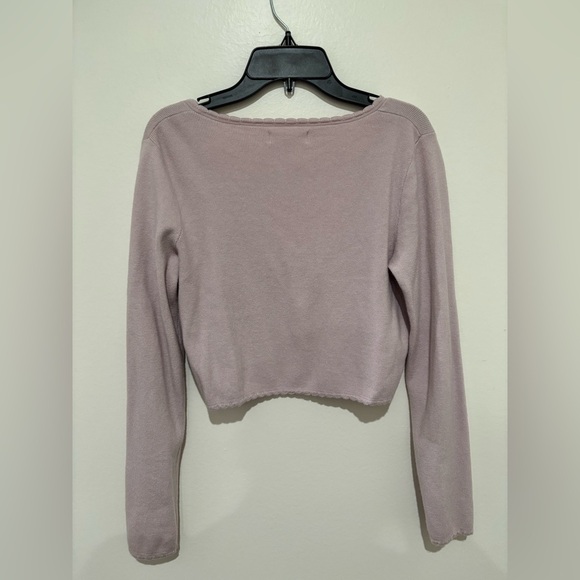 La Hearts Women's Light Purple Tie-Front Crop Top - Picture 4 of 5